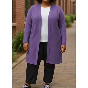 Chicos Open Front Long Cardigan Womens Chico size 0 (small 4-6) Purple